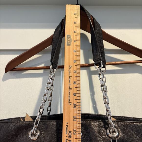 MICHAEL KORS Tote Bag Black Large Chain Mercer Work Bag Pebbled Leather Office - Picture 15 of 16